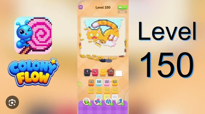 Colony Flow Level 150 Walkthrough - Master the Sleeping Cat Board with Cyan-Yellow Routing Strategy video preview