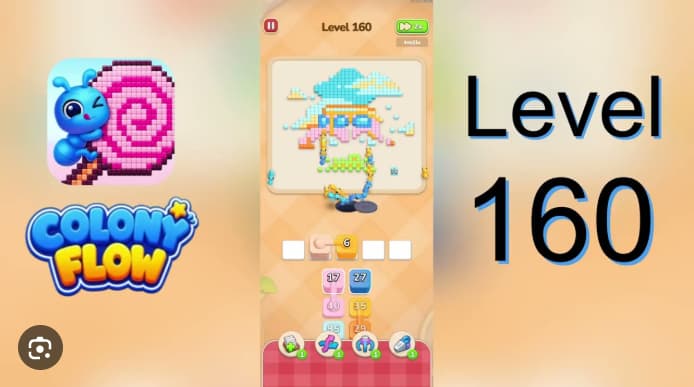 Colony Flow Level 160 Walkthrough - Beat the Orange-Blue Car Portrait Puzzle Without Wasting Moves video preview