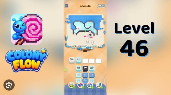Colony Flow Level 46 Walkthrough - Master the Pale-Blue Pupy Single-Path Puzzle video preview