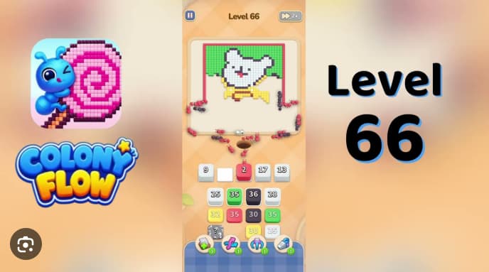 Colony Flow Level 66 Walkthrough - Master the White Teddy-Bear Board's Shared Route Strategy video preview