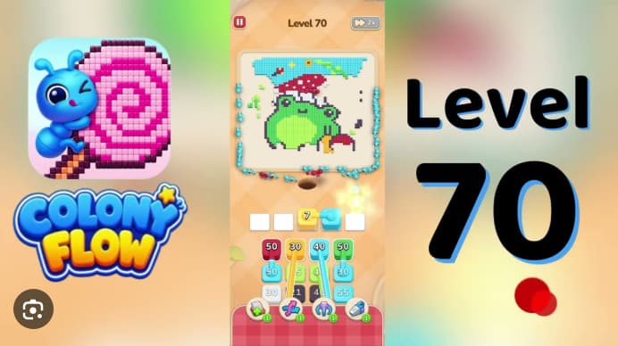 Colony Flow Level 70 Walkthrough - Master the Mushroom-Hat-Frog Board in 8 Steps video preview